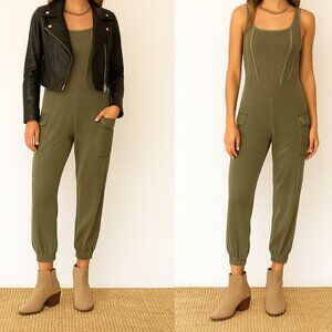 Akira Womens Green Tank Cargo Jumpsuit Womens Size Large